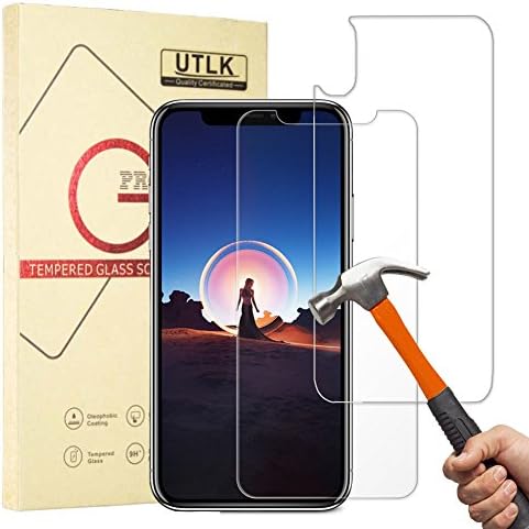 Screen Protector for iPhone X Front Back Tempered Glass Screen Protector HD Clear,UTLK 2.5D Edge 9H (Case Friendly) Front + Rear Glass Screen Protector for iPhone X /10 5.8 inch 2017