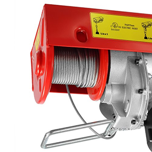 Partsam 880 lbs Lift Electric Hoist Crane Remote Control Power System, Zinc-Plated Steel Wire Overhead Crane Garage Ceiling Pulley Winch w/Straps (w/Emergency Stop Switch) - Image 7
