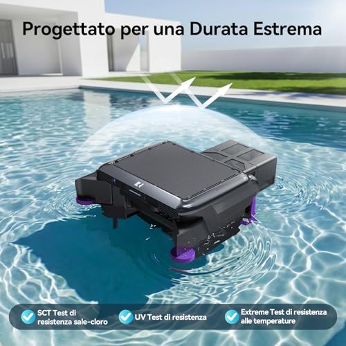 Redkey S500 Robot Skimmer Solar Pool, Robot Solar Pool Surface 24/7, Double Motors, Dual Charging System, Intelligent Obstacle Detection, Fine Filtration System 200µm