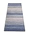 Chardin home Cordural Stripe Bath Rug Runner with Skid Resistant Latex Spray Underneath.Blues, 24