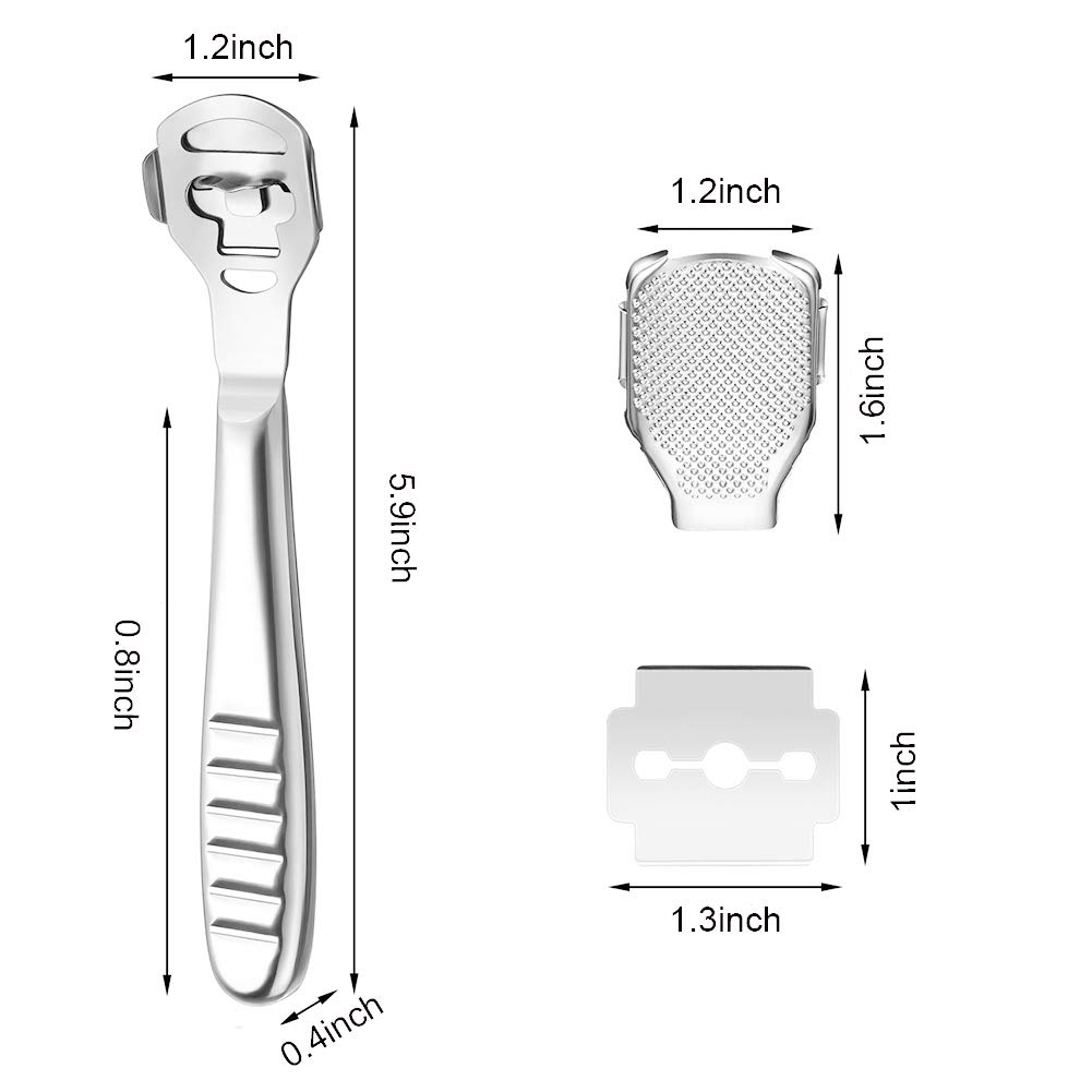 Codream Pedicure Callus Shaver Foot File Care Hard Skin Remover Callus Shaver Sets with Case, Foot File Heads & 10 Replacement Blade for Hand Feet : Beauty