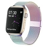 MCORS Compatible with Apple Watch Band 38mm 40mm,Stainless Steel Mesh Metal Loop with Adjustable Magnetic Closure Replacement Bands Compatible with Iwatch Series 5 4 3 2 1 Colorful