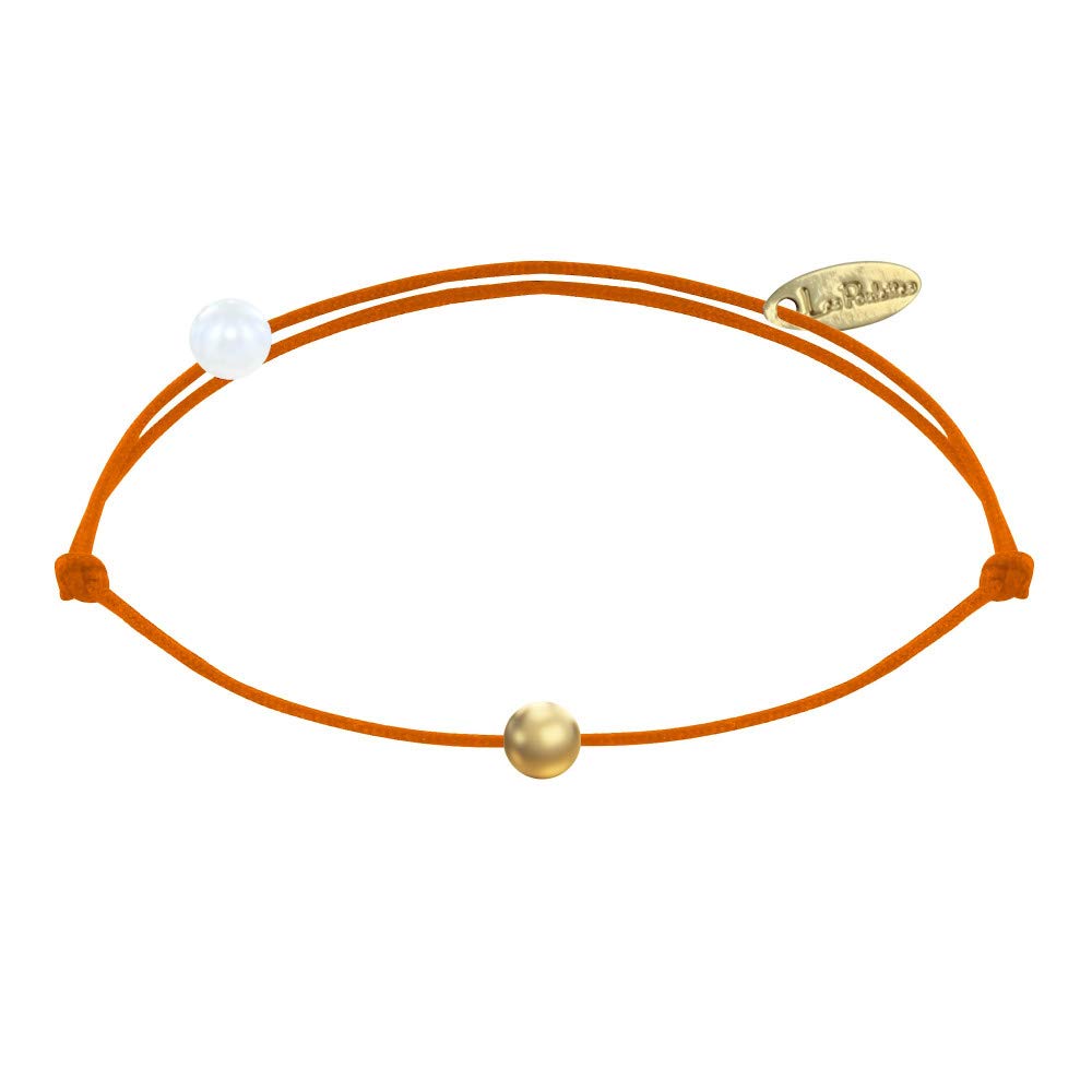 LES POULETTES BIJOUX - Bracelet Link Small Gold Plated Pearls - Classics - Orange