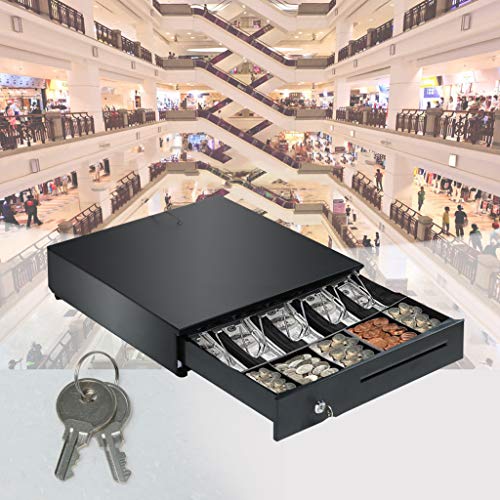Nesee Cash Register Drawer Box Portable Money Lock Storage with Removable Tray, 5Bill/5Coin Works Compatible POS Printers Cash Box (Ship from US)