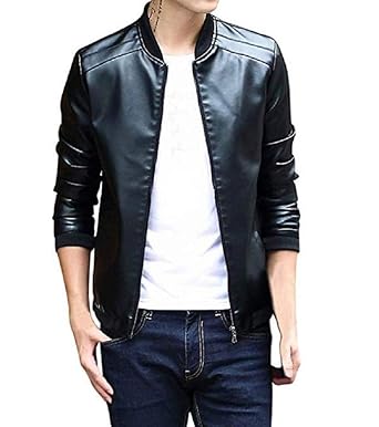 Amazon ライダースジャケット メンズ バイクジャケット フェイク