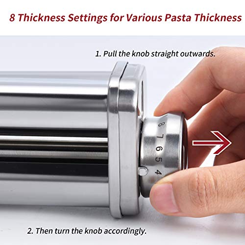 iVict 3Piece Pasta Roller & Cutters Attachments Set for all KitchenAid