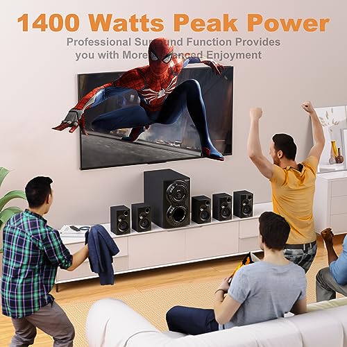 Bobtot Surround Sound Systems 1400 Watts Peak Power Home Theater Speakers - 12