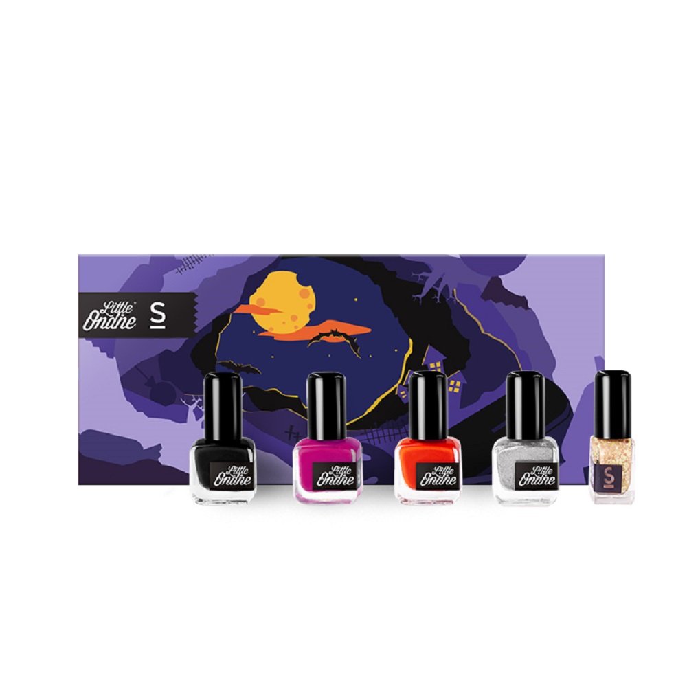 Little Ondine Water-Based Fingernail Lacquer Peelable Nail Polish Gift Set (Magic Night 5 Bottles)