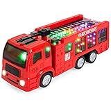 Best Choice Products Kids Toy Fire Truck with Electric Flashing Lights, Siren Sound, Bump & Go Action, Red