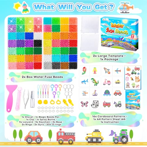 Contever 41 Colors Water Beads Beads, Glow & Glow in the Dark Refill Balls, Complete Water Beads Set for Children, Water Fuse Beads Toys for Beginners