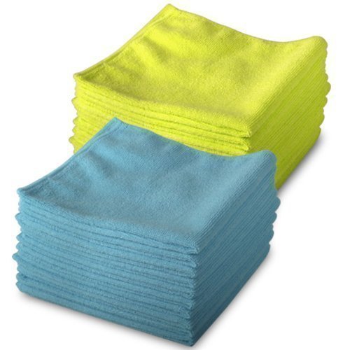 20 Pack of 10 Blue & 10 Yellow Microfibre Exel Magic Cleaning Cloths. Chemical Free Cleaning. Anti Bacterial Microfiber Cloths for Amazing Smear Free Wiping.