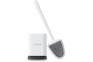 ASOBEAGE Deep Cleaner Toilet Brush: Silicone Toilet Brush with No-Slip Long Plastic Handle and Flexible Bristles, Quick Dryin