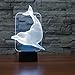 Saiam 3D Lamp Desk Table Light Cute Lovely Dolphin Shapes 7 Colors Amazing Optical Illusion Led Lamp Art Sculpture Lights Produces Unique Lighting Effects And 3D Visualization For Home Décor
