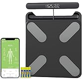 FITDAYS 8-Electrode Smart Scale: Full Body Composition Analyzer, 27 Metrics via Bluetooth Fitdays APP, 400lbs（FG2202WB+ER307）