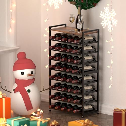 Alytree 40 Bottle Wine Rack Freestanding Floor, 8-Tier Wine Storage Racks with Table Top, Detachable Wine Bottle Holder, Bar Stand Display Shelf for Kitchen, Bar(L46 x W24 x H86cm