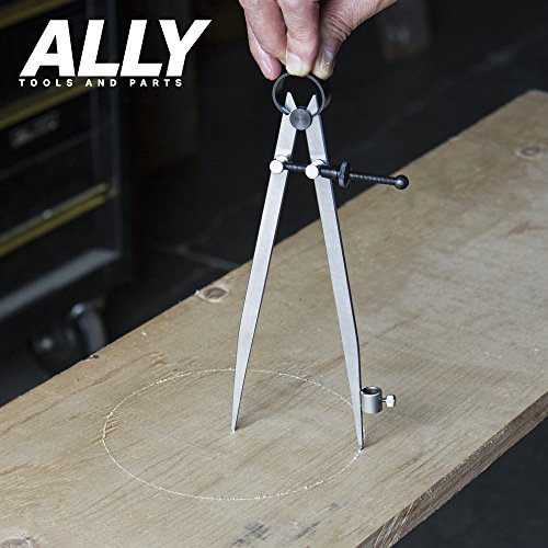 ALLY Tools 8" Precision Compass Pencil Holder / Divider Tool Kit INCLUDES Two Pencils and Metal Pencil Sharpener Ideal for Drawing Circles, Scribing Wood, Scribing Metal, Drafting, and Map Plotting