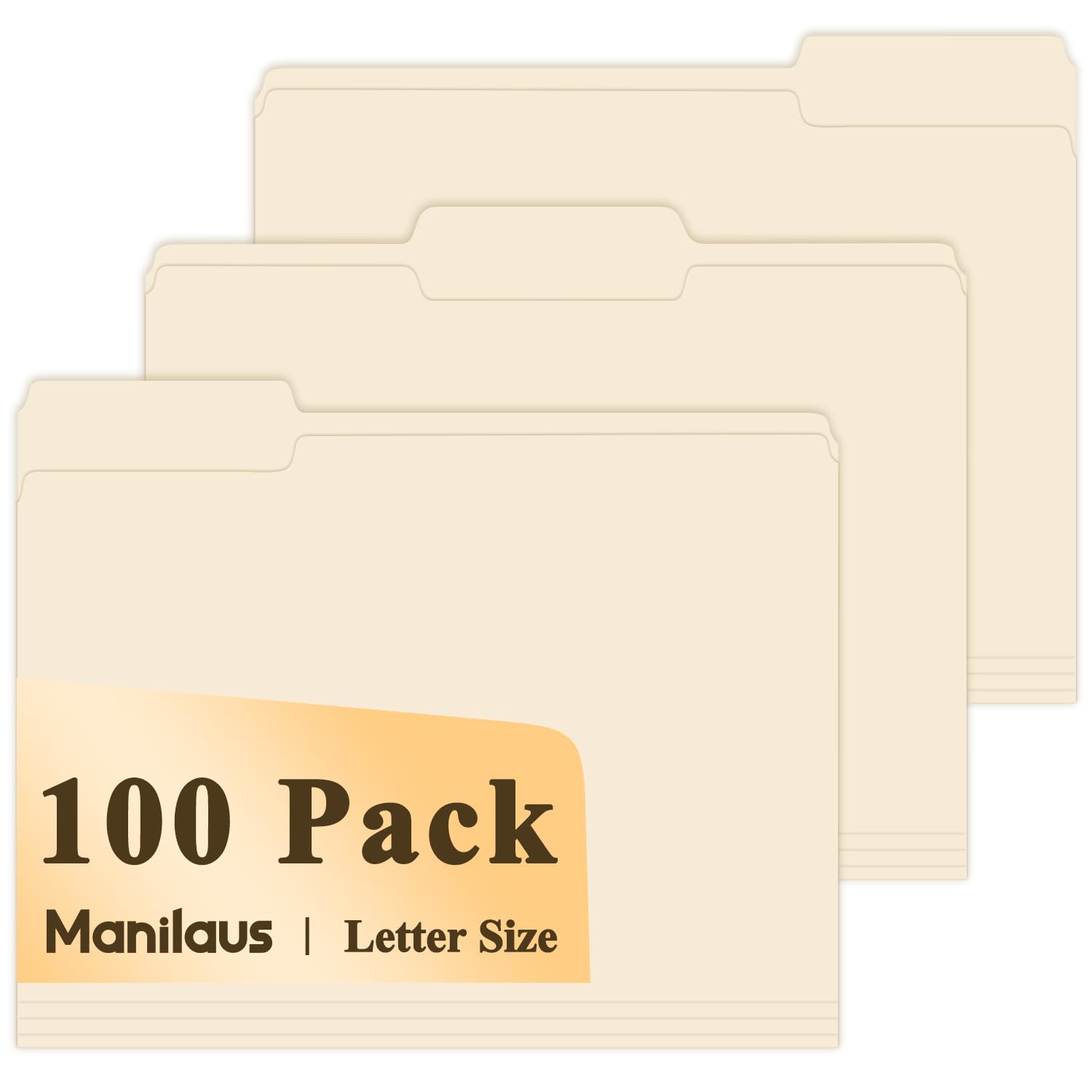 Photo 1 of Manila Folders 8.5 x 11 | 1/3 Cut File Folders Letter Size | Manilla File Folders 8.5 x 11 Pack of 100 | Paper Folders for Documents, Business, School, Classroom and Office Supplies.