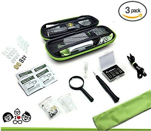 Complete Eyeglass Repair & Cleaning Kit. 3 PACK. Premium, convenient 80 piece travel tools for reading glasses & sunglasses.