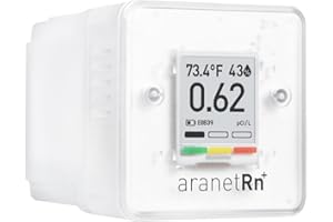 SAF Aranet Radon Detector for Home: 10-Min Measurement, Temperature, Relative Humidity, Pressure, E-Ink Display, 7-Year Batte