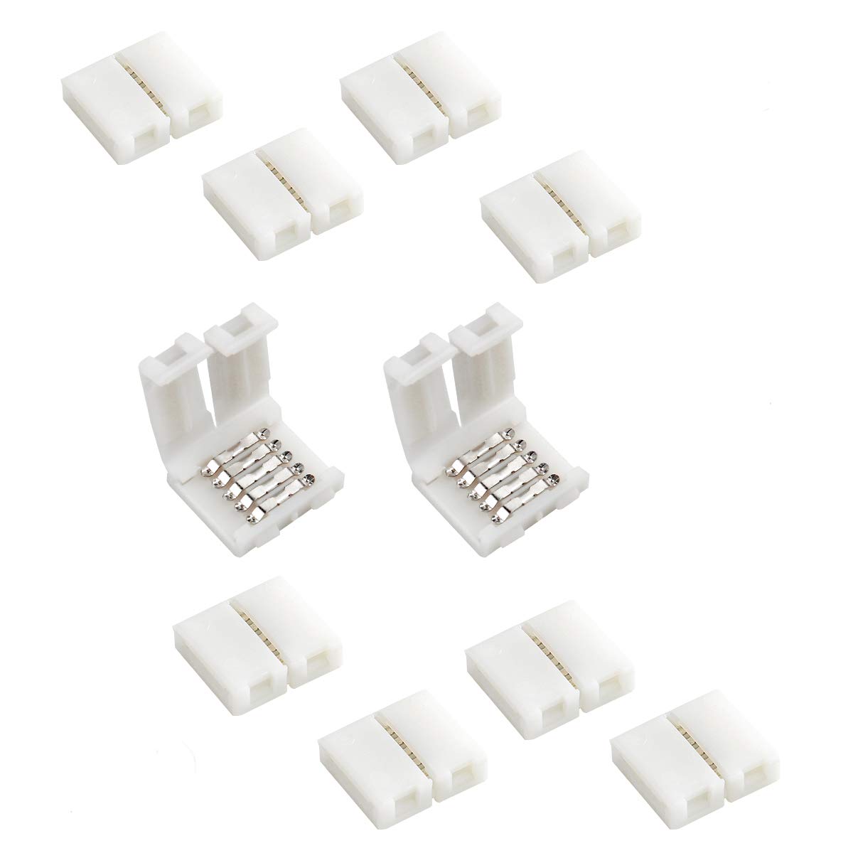 RGBW Clips SUPERNIGHT 10pcs 5 Pin strip Connector 10mm Wide Gapless Solderless for SMD 5050 RGBW RGBWW LED Strip Ribbon Lights