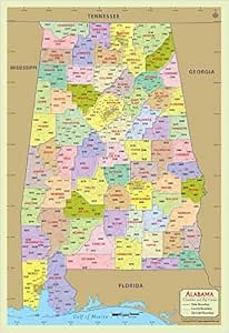 Amazon.com : Alabama Map with Zip Codes and Counties (36" W x 52.5" H