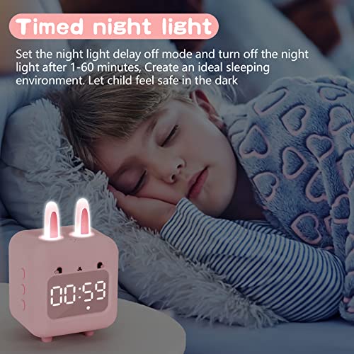 Kids Alarm Clock, Digital Alarm Clock for Kids, Cute Bunny Alarm Clock
