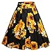Dressever Women's Vintage A-line Printed Pleated Flared Midi Skirts Sunflower XX Large