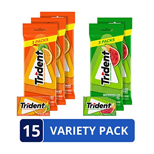 Trident Sugar Free Gum Variety Pack, Watermelon Twist & Tropical Twist