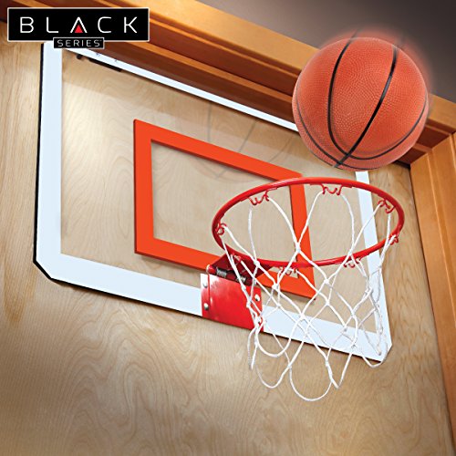 Black Series Break-Away Rim Over The Door Mini Indoor Basketball Hoop With Inflatable Mini Basketball