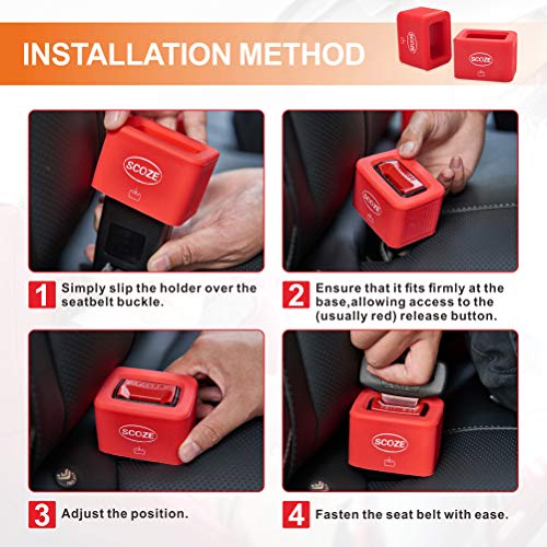 2 Pack Car Seat Belt Buckle Holder Cover Keep Seatbelt Receiver Upright, Silicone Buckle Holder for Easy Buckle Booster Seat Fit for Most Vehicles