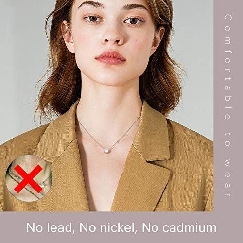 IRICH 14K White Silver Plated Cubic Zirconia Necklace for Women, Dainty Pendant Necklace for Women Girls Jewelry Gifts, Silver, 19 Inches