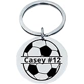 Infinity Collection Personalized Engraved Soccer Keychain, Custom Unisex Stainless Steel Soccer Gift, Soccer Jewelry, Gift for Boy and Girl Soccer Players (Style 1)