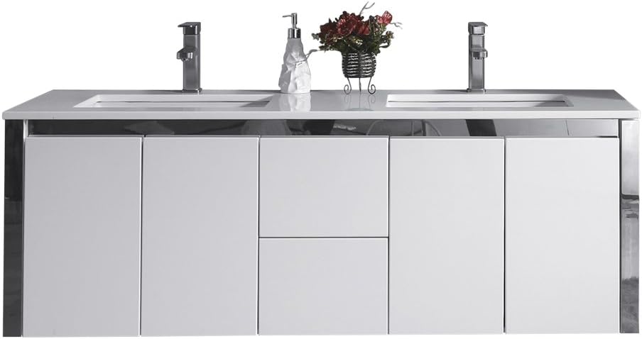 Ove Decors Lelio 60 Floating Double Sink Bathroom Vanity, 60-Inch