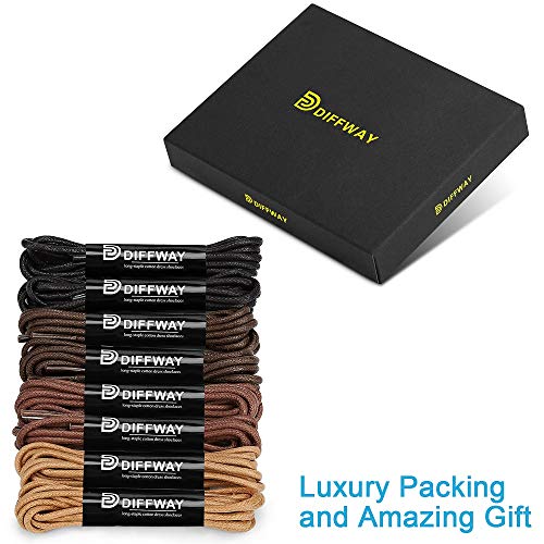 image for DIFFWAY 8 Pairs of Round Colored Waxed Shoelaces, Premium Dress Shoe L