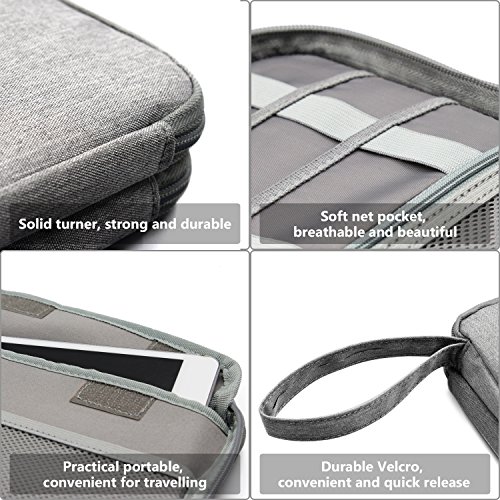 Travel Organizer Double Layer Electronics Accessories Gear Storage Bag USB Cable Case, Grey - Thumbnail 4