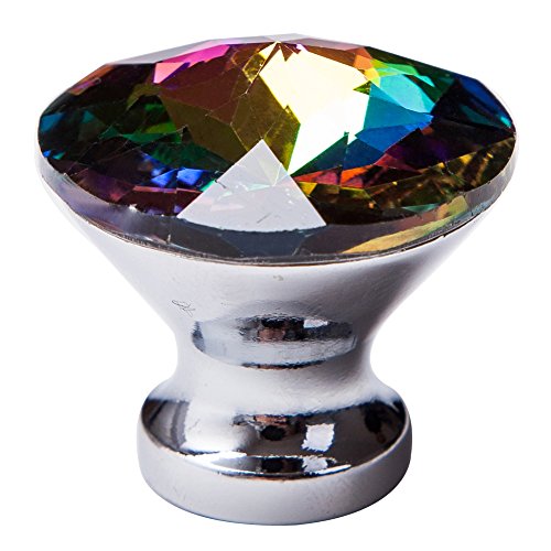 IFOLAINA Pack of 10 Crystal Glass Cupboard Wardrobe Cabinet Drawer Knob Door Pull Handle Colorful