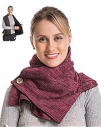 Travel Pocket Women Infinity Scarf - Burgundy Women Men Convertible Zipper Hidden Button Scarf Security Travel Passport, Loop Long Wrap Shawl Warm Fleece Jersey Scarfs For Spring Winter Christmas Gif
