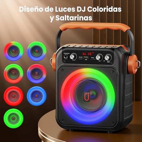 JYX Karaoke with 2 wireless microphones: Portable Bluetooth 5.3 Karaoke Speaker, PA System for Families with Subwoofer, Support Rec/AUX/USB/TF, Available as a Gift Adults and Children