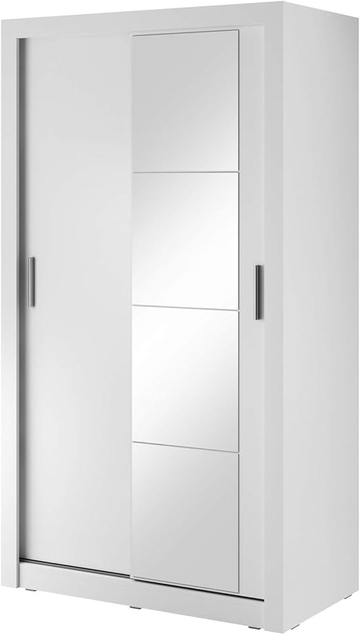 Furniture24 Schwebeturenschrank Kleiderschrank Ar 06 Arti Garderobenschrank Schiebetur Schiebeschrank Mit Spiegel Weiss Matt Amazon De Kuche Haushalt