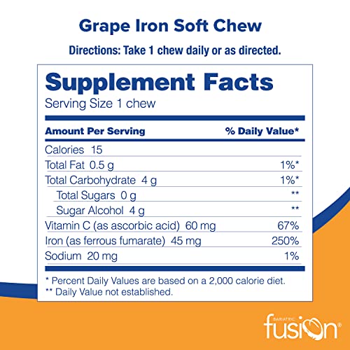 Bariatric Fusion Iron Soft Chew with Vitamin C Grape Flavored Iron