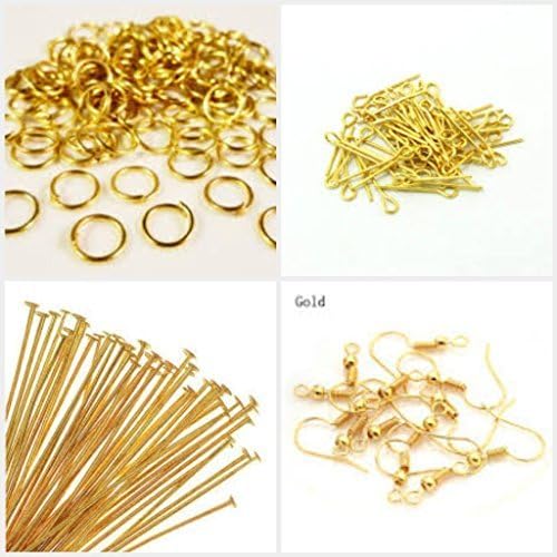 Gberry Jewelry findings gold -pack of headpins & eyepins,jump rings,ear hook clasps
