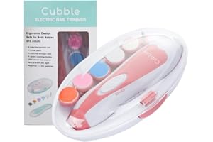 Cubble Safe and Quiet Electric Newborn and Toddler Nail Trimmer with LED Lights, 6 x Nail Trimmer Pads and 4 Speed Modes, AA Battery Operated (Pink)