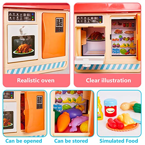 HERSITY Kinder Spielküche Kinderküche Zubehör mit Licht und Sound Herd Spüle Backofen Kochgeschirr Spielzeug… – Bild 6