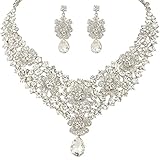 EVER FAITH Women's Austrian Crystal Elegant Orchid Flower Teardrop Jewelry Set