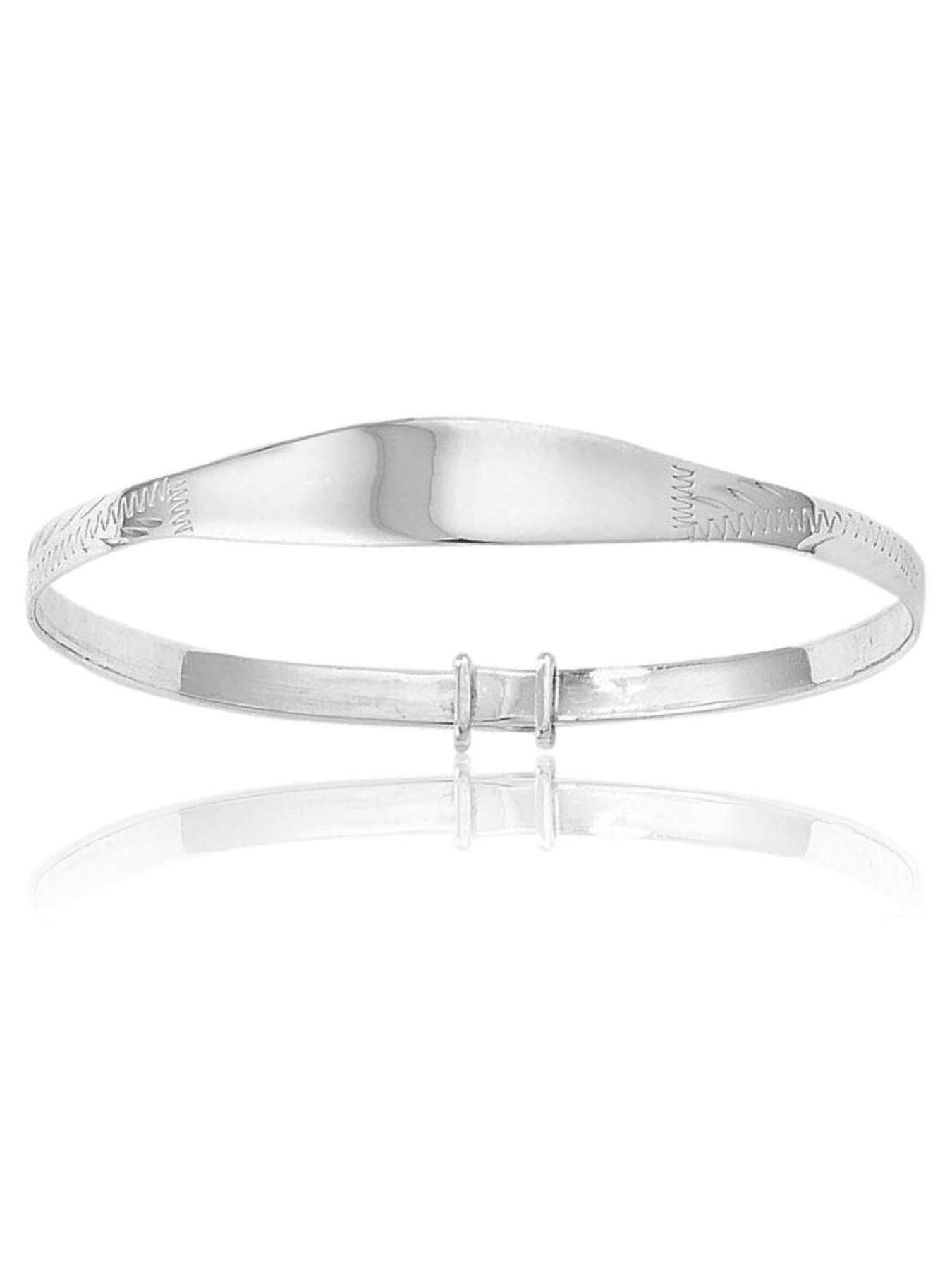 Designer Inspirations Boutique 4MM Wide Engraved/Etched Pattern Expanding/Expandable/Adjustable Engravable ID Bangle Bracelet for Baby/Child/Children - 925 Sterling Silver - Size: BABY (Large) — image 1
