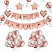 Rose Gold Birthday Decorations,MMTX Happy Birthday Banner Bunting for Girls and Women with 32 Latex Balloons 12 Confetti Balloons Foil Balloons Party Supplies