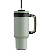 POWCAN 40 oz Tumbler with Handle, 2-in-1 Straw and Sip Lid, Leakproof, Dishwasher Safe, Insulated Stainless Steel Travel Coffee Mug, Keeps Cold for 34 Hours, Fits in Car Cup Holder (Agave)