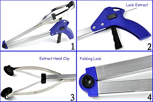 32” Suction Cup Reacher Grabber Tool Foldable Reacher Grabber Pick Up Tool,Extender Long Arm Reacher Trash Pickers Folding Hand Long-Reach Pick-Up Grippe, Grab Reach Tool for Trash Pick Up#23-JSQ