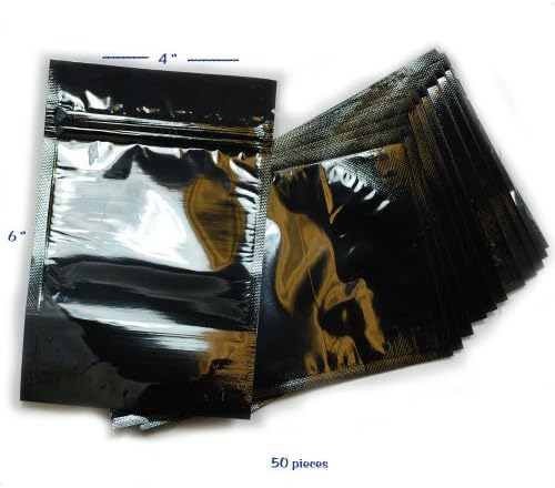 (3 X 6) Black Zip Lock Foil Bags Pouches (50)
