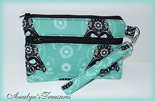 Sugar Skull Darth Vader Clutch Bag, Ipone Bag, Cellphone Bag, Passport Wallet, Travel Bag, Wristlet Wallet, Clutch Bag